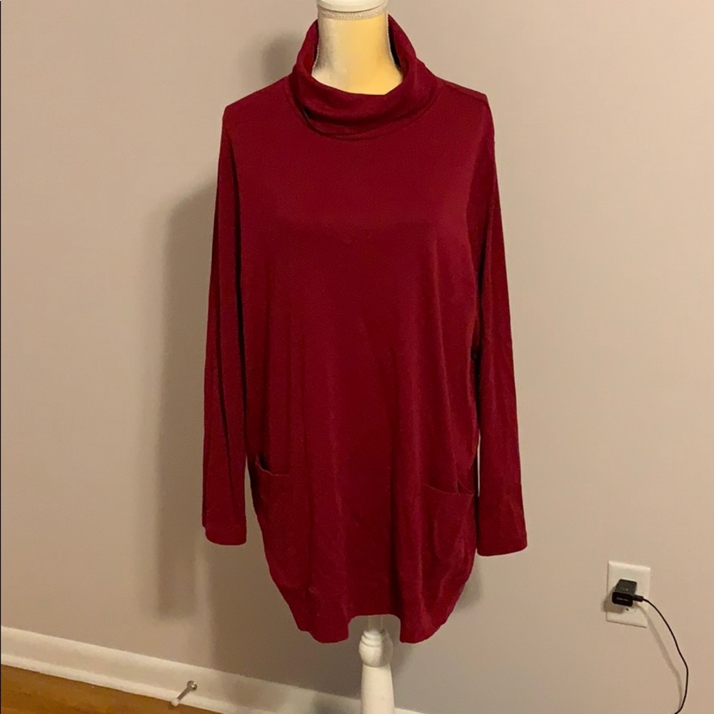 Red cowl neck top NWT